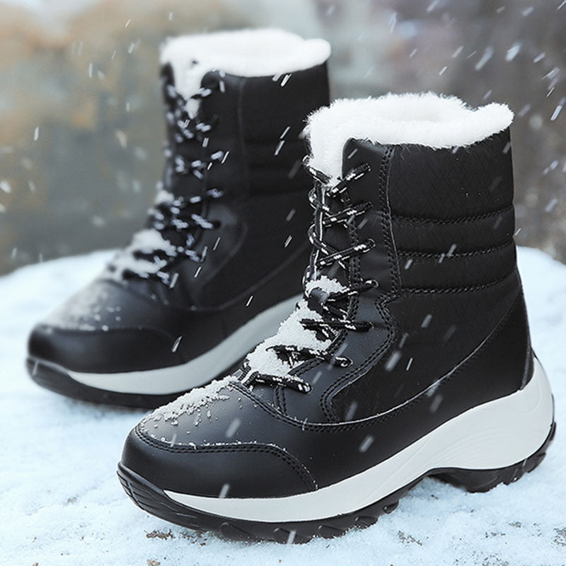 Clarice™ | Faux-fur cuff lace-up winter snow boots