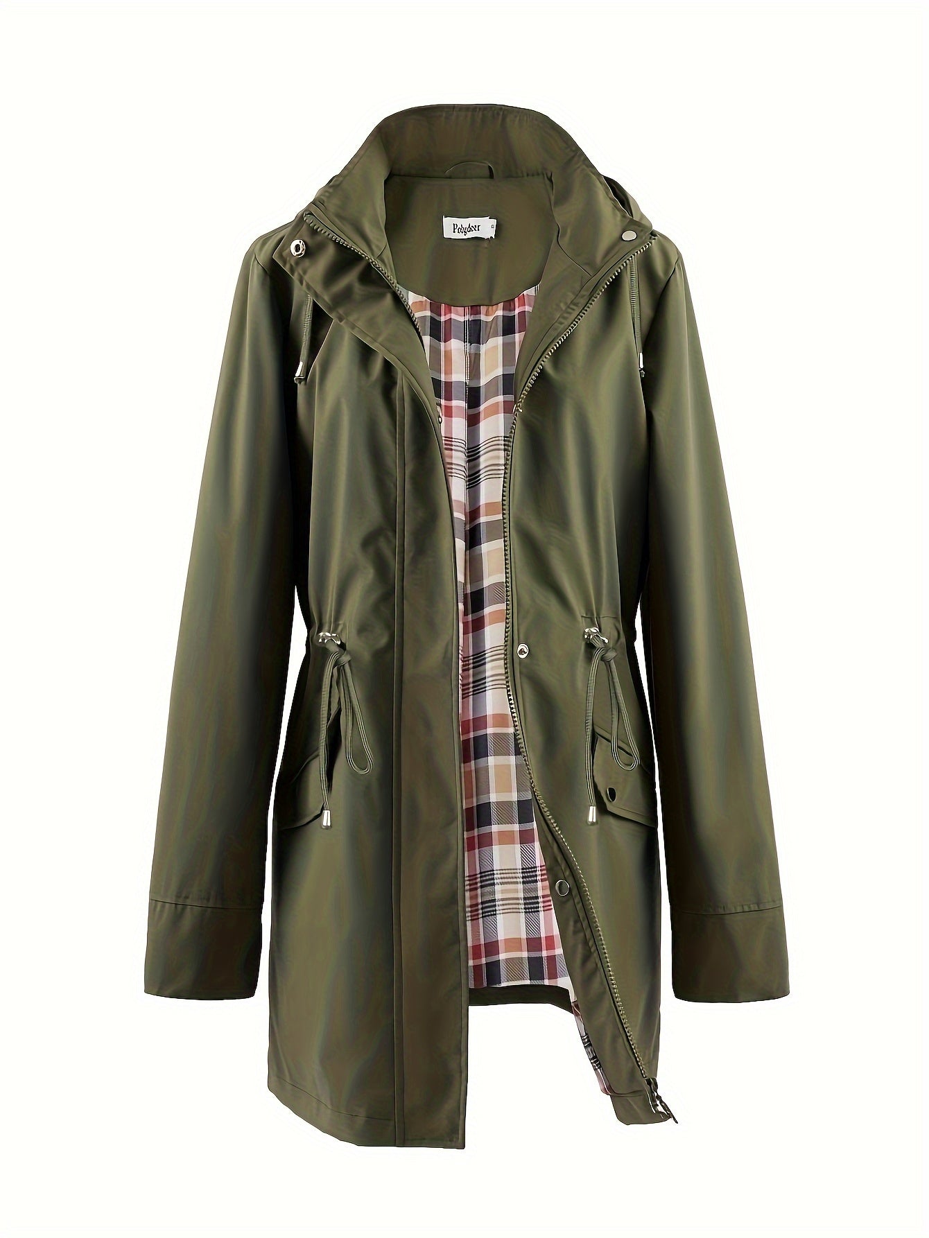 Veronica™ | Plaid Lined Drawstring Waist Hooded Parka Jacket