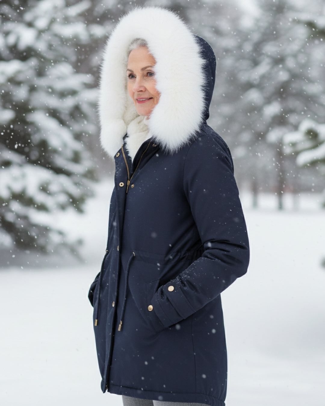Ceridwen™ | Faux-fur hooded drawstring parka coat