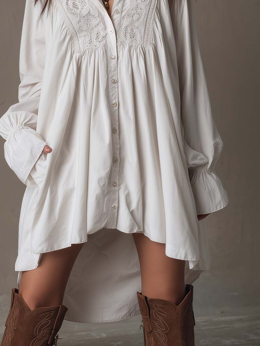 ELARA™ – Lace Irregular Hem Mini Dress