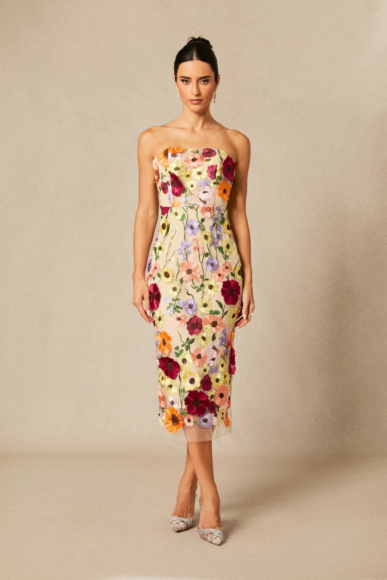 SERAPHINA™ – Strapless Lace Midi Dress