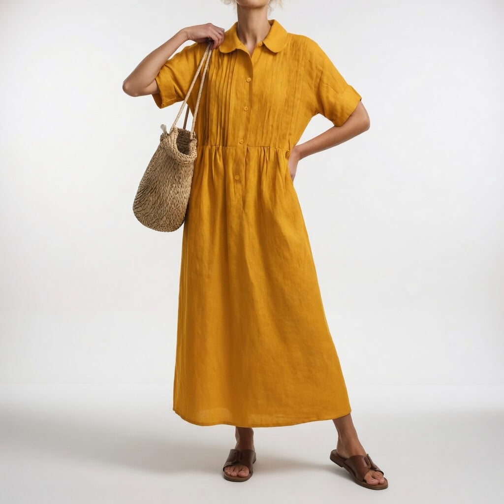LYSANDRA™ – Flowing Cotton Shirt Dress