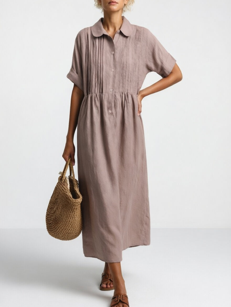 LYSANDRA™ – Flowing Cotton Shirt Dress