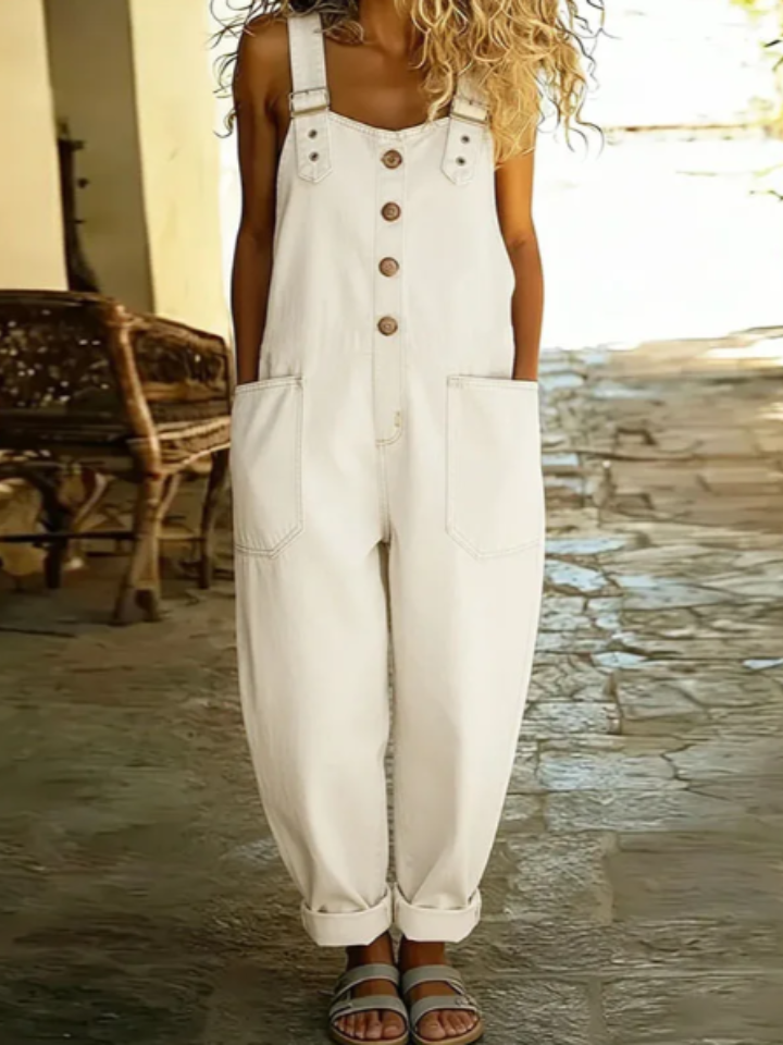 Margaret - Vintage Soft Cotton Denim-Look Overall