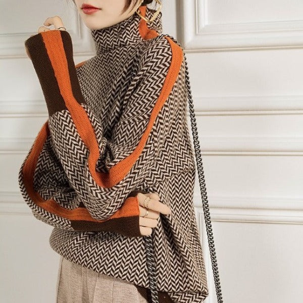 ELORA™ – Jacquard Contrast Turtleneck