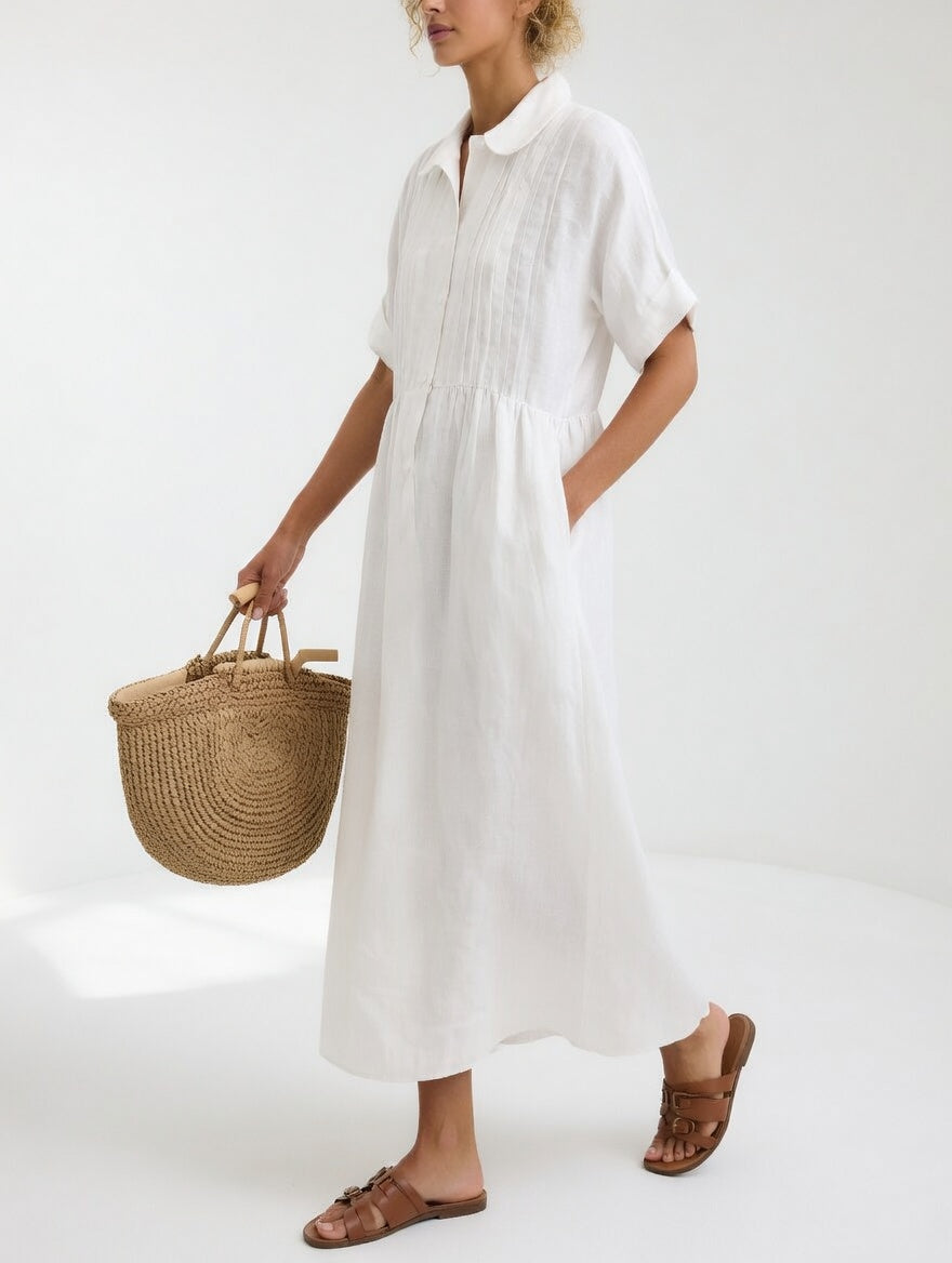 LYSANDRA™ – Flowing Cotton Shirt Dress