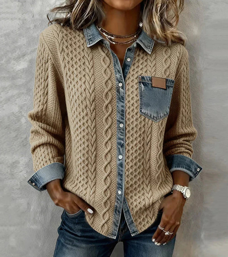 ARIANE™ – Elegant Cable Knit Button Top