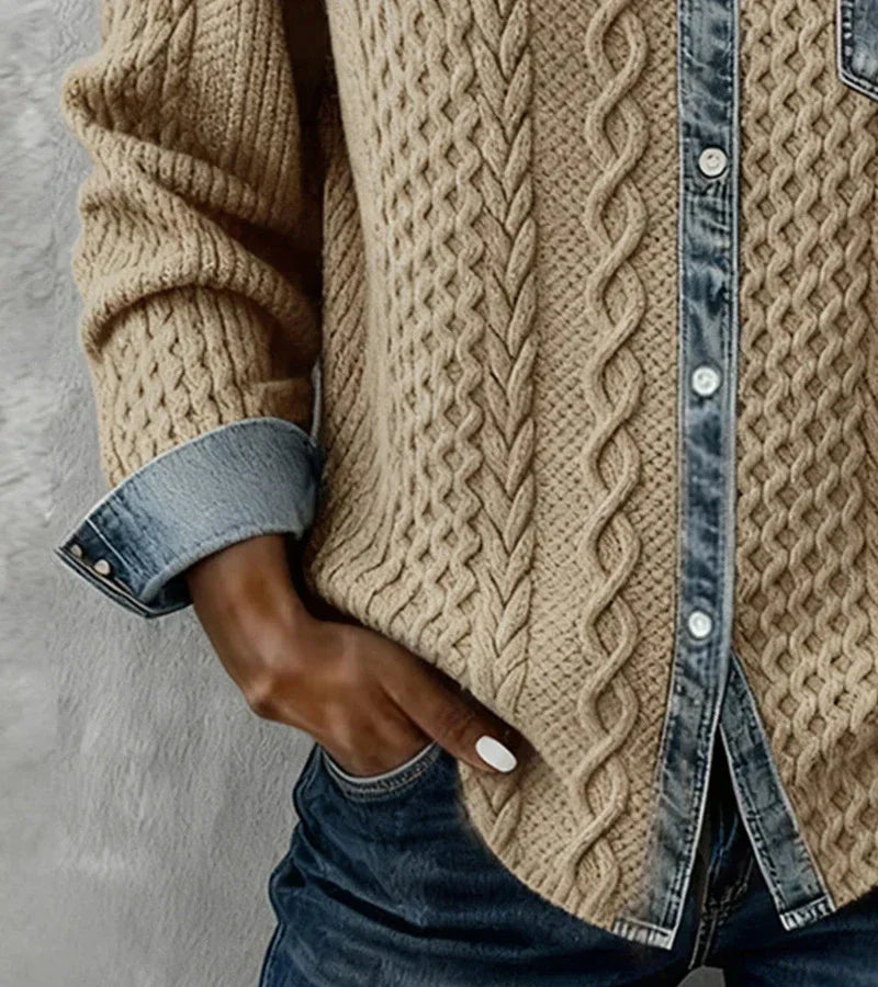 ARIANE™ – Elegant Cable Knit Button Top