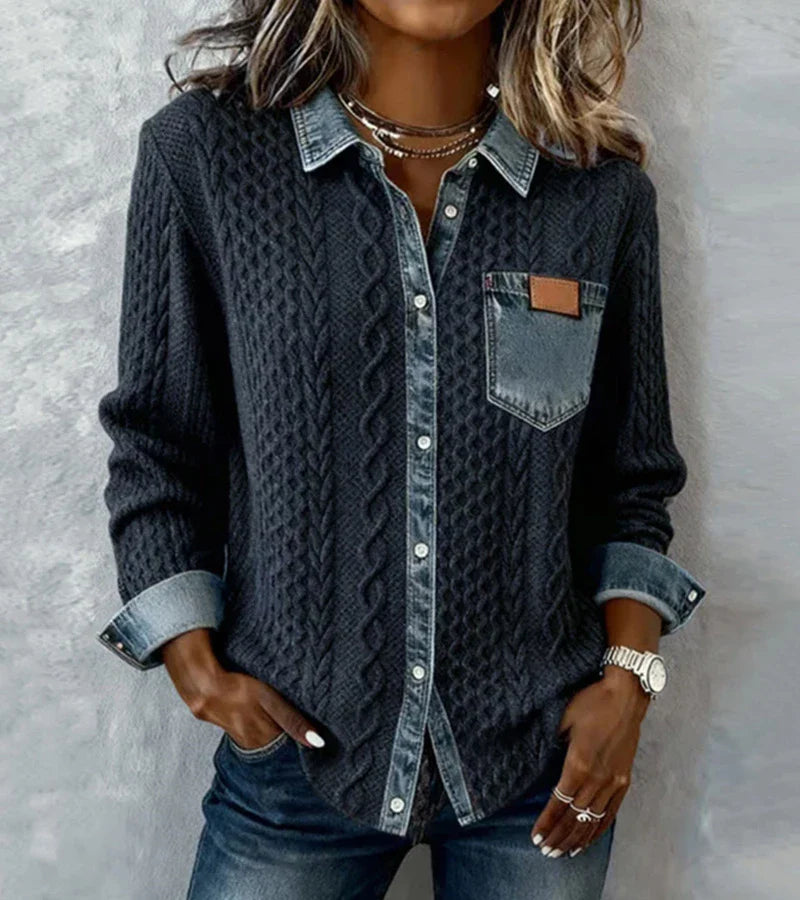 ARIANE™ – Elegant Cable Knit Button Top