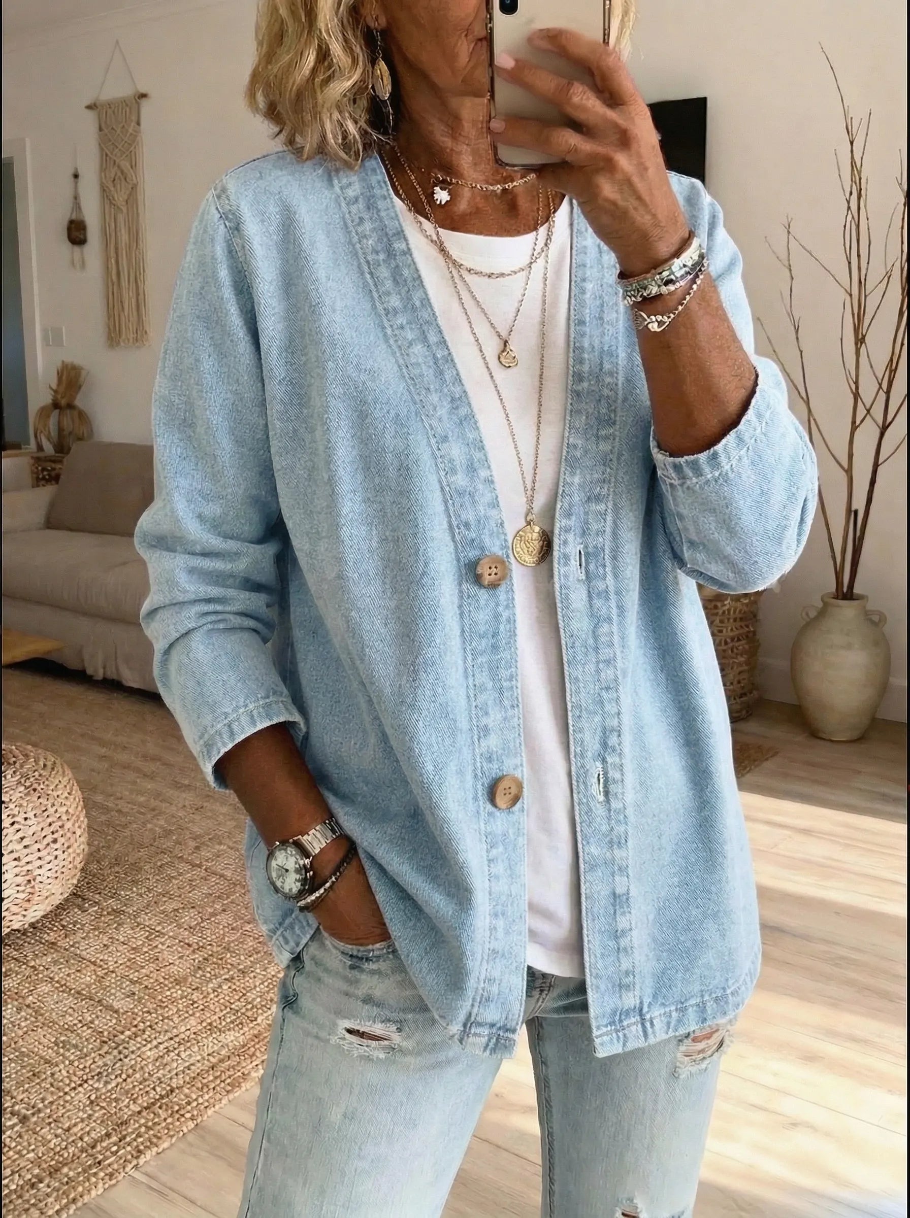 Daria - Denim Button Coat