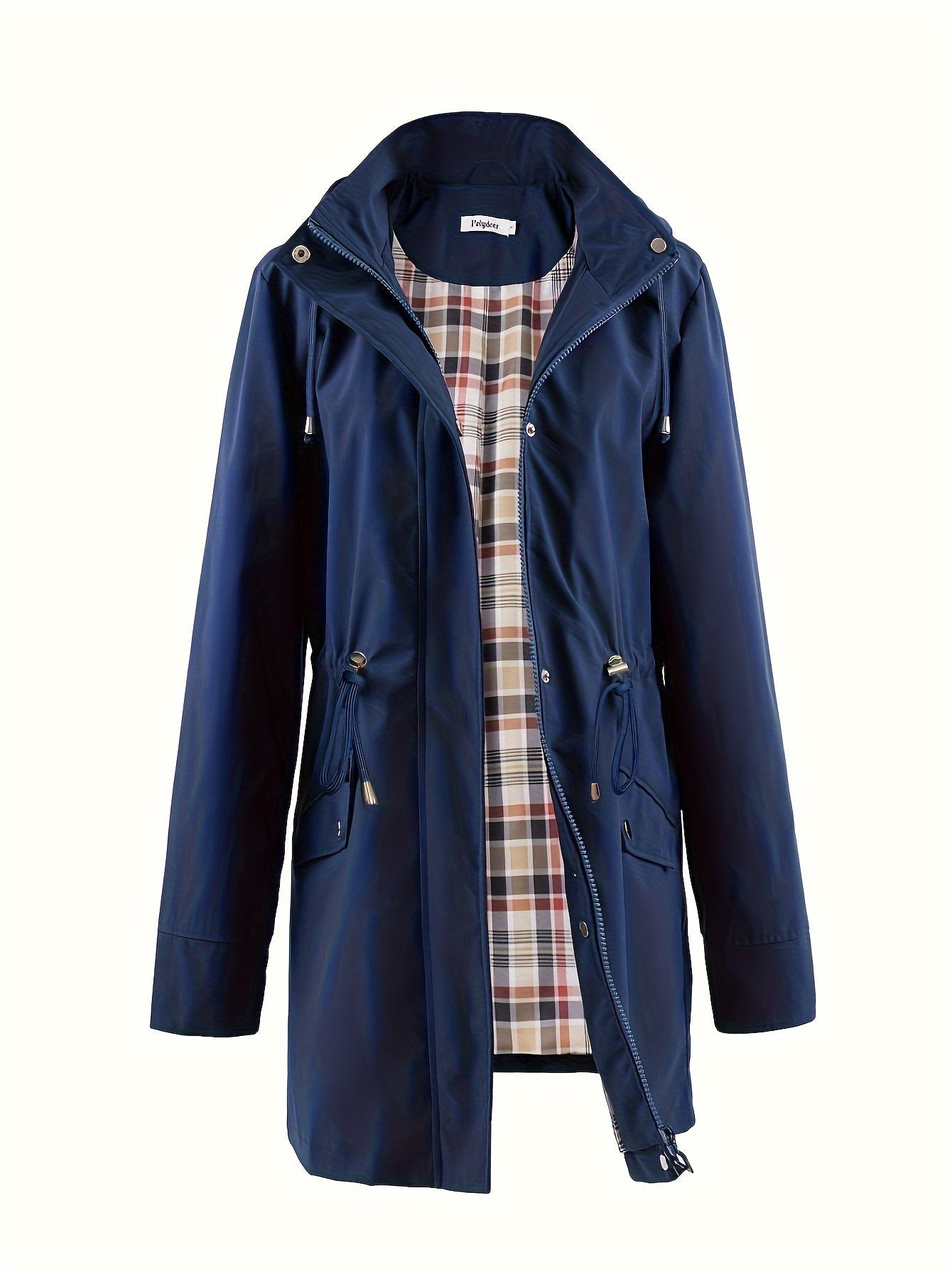 Veronica™ | Plaid Lined Drawstring Waist Hooded Parka Jacket