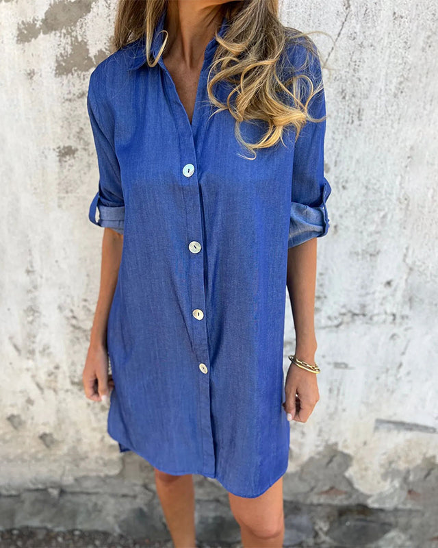 IDARA - CASUAL DENIM LAPEL DRESS