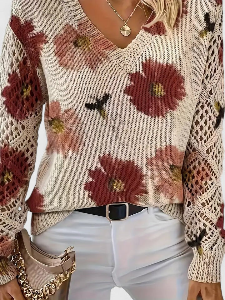 Tristana™ | Elegant Floral Cotton Sweater