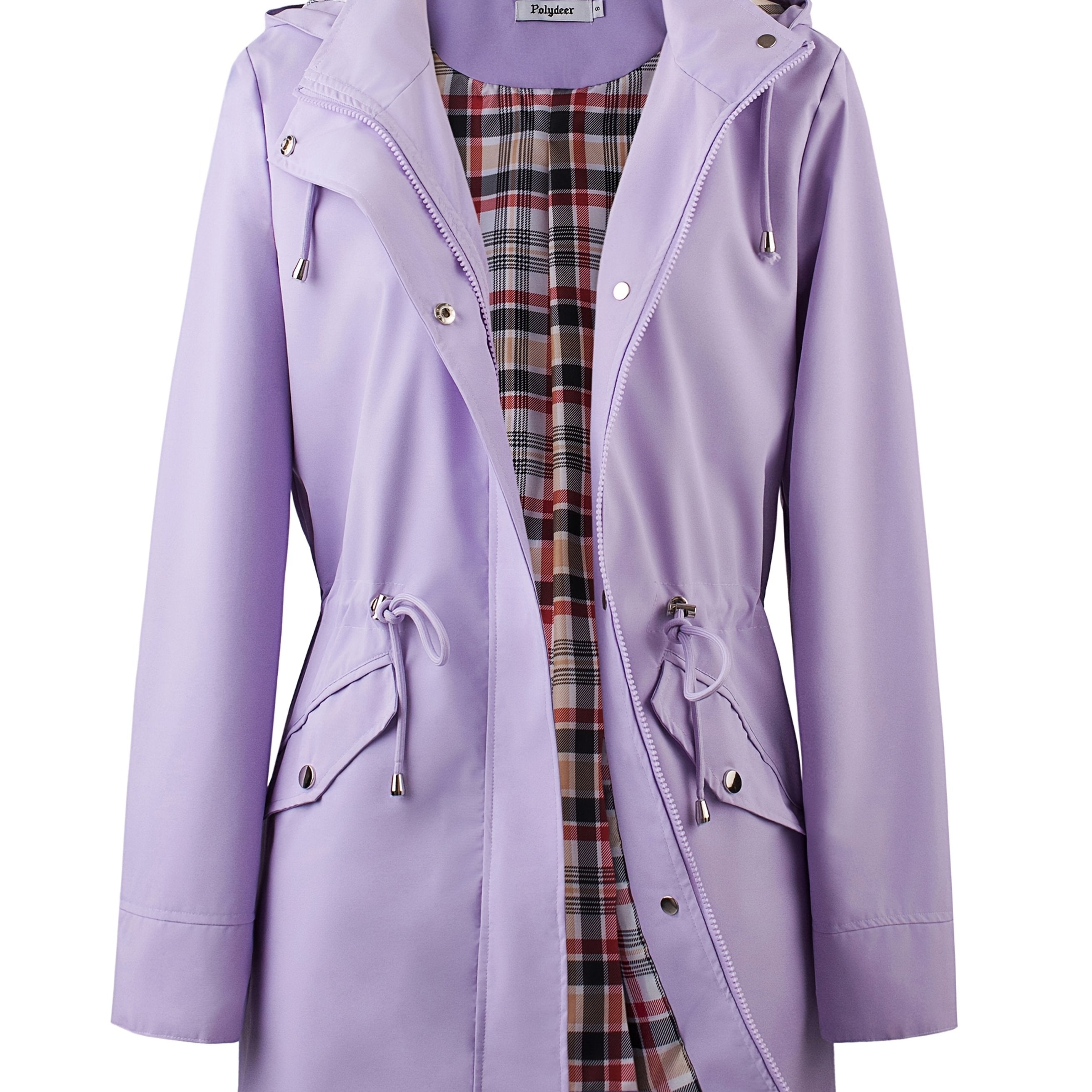 Veronica™ | Plaid Lined Drawstring Waist Hooded Parka Jacket