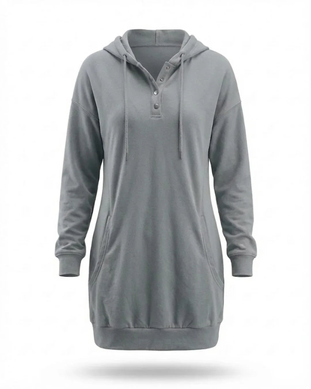 Fiorenza™ | Hooded Henley sweatshirt dress