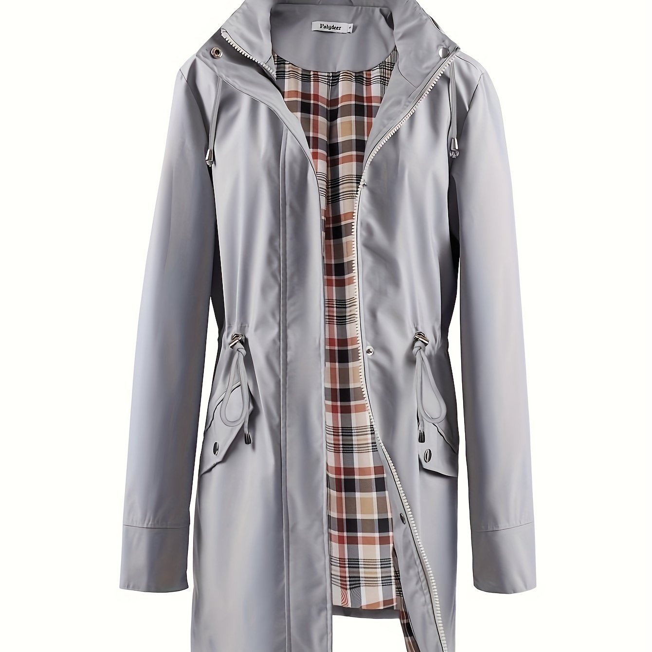 Veronica™ | Plaid Lined Drawstring Waist Hooded Parka Jacket