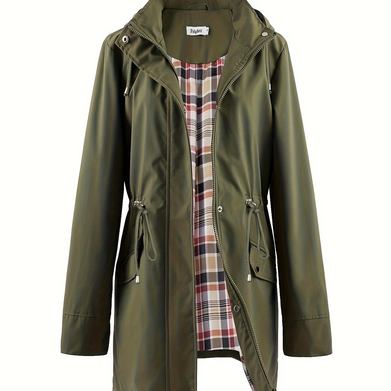 Veronica™ | Plaid Lined Drawstring Waist Hooded Parka Jacket