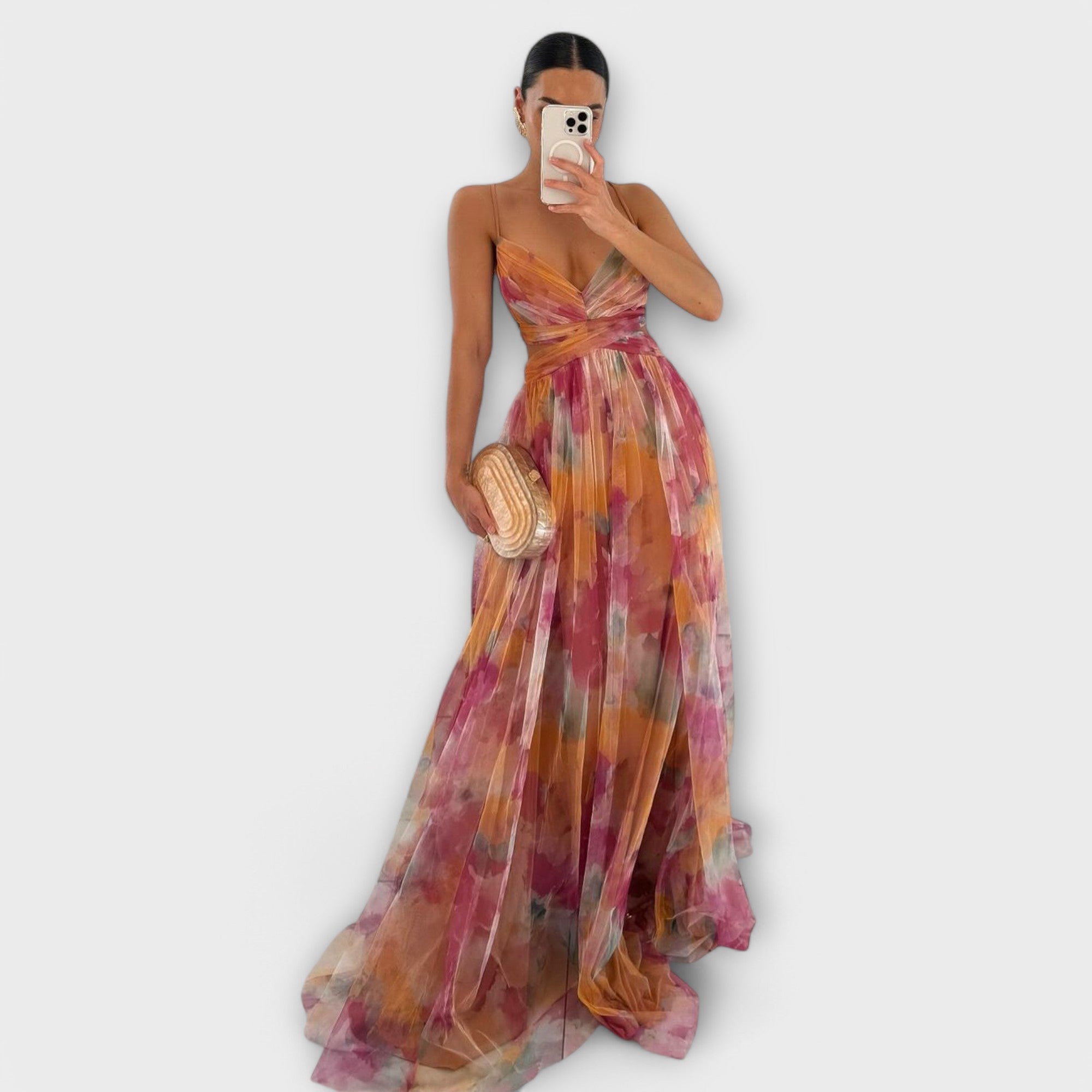 Annai Mesh Maxi Dress - Elegant and Figure-Shaping
