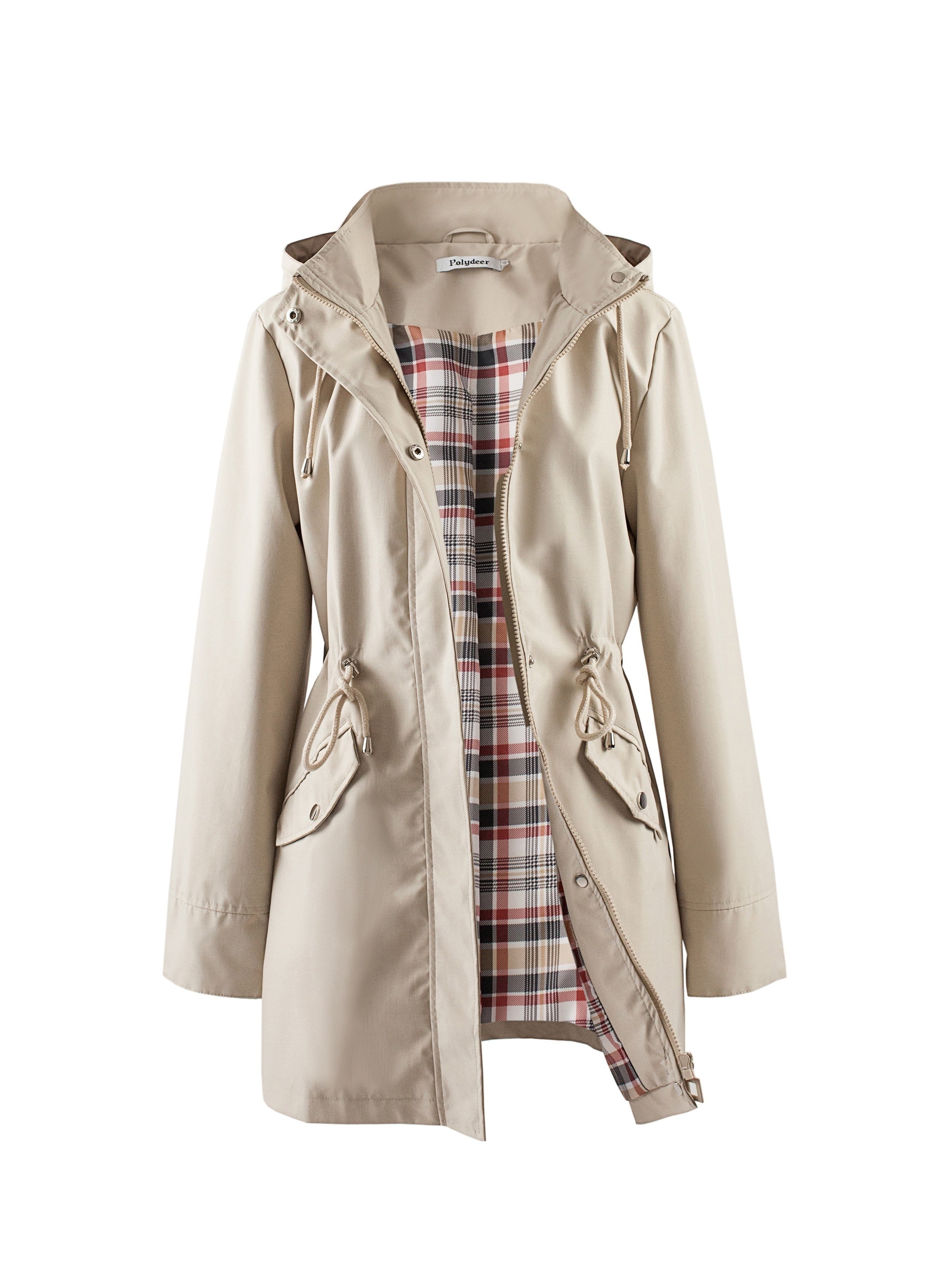 Veronica™ | Plaid Lined Drawstring Waist Hooded Parka Jacket