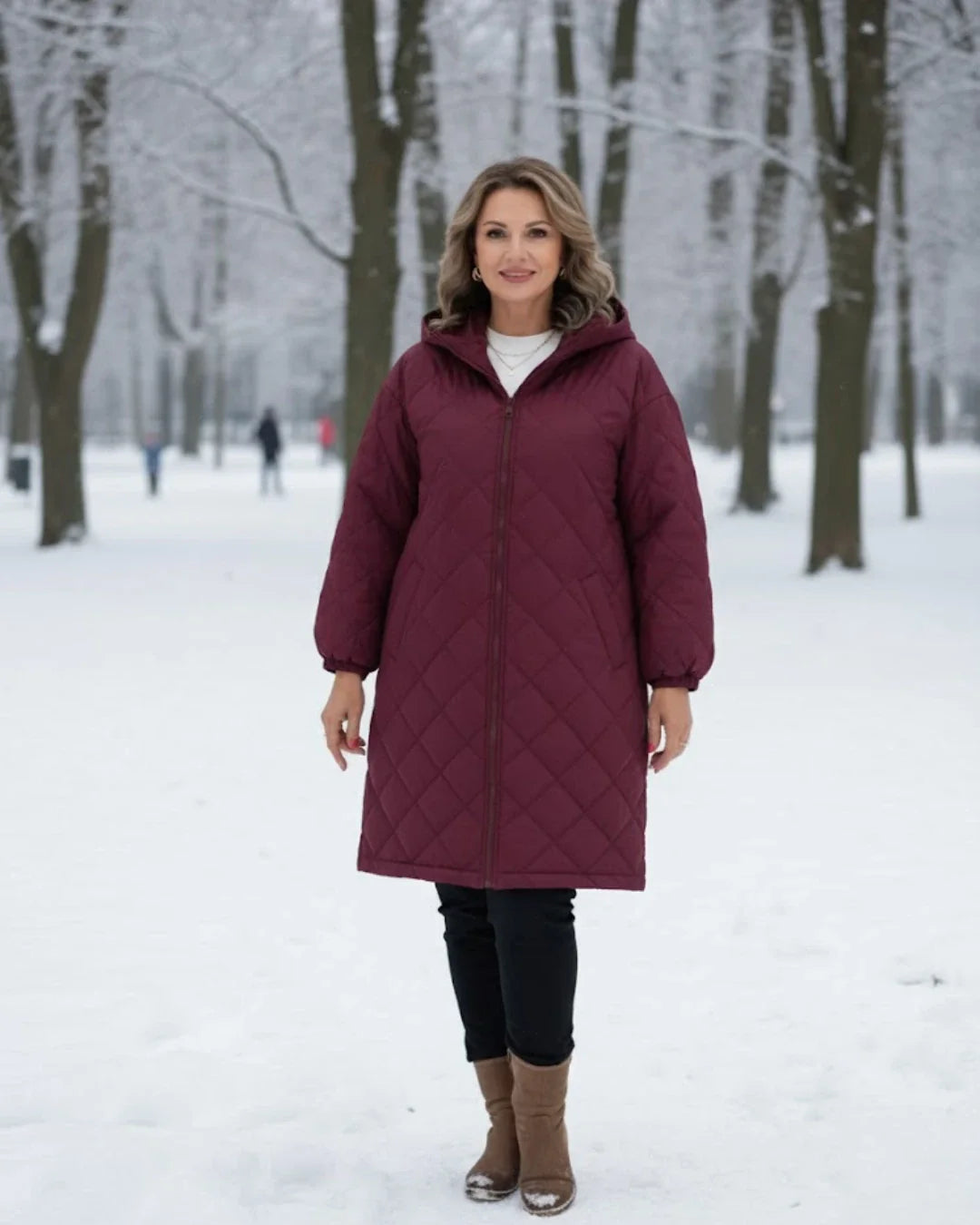 Calista™ | Quilted Zip-Front Hooded Longline Puffer Coat Plus-Size