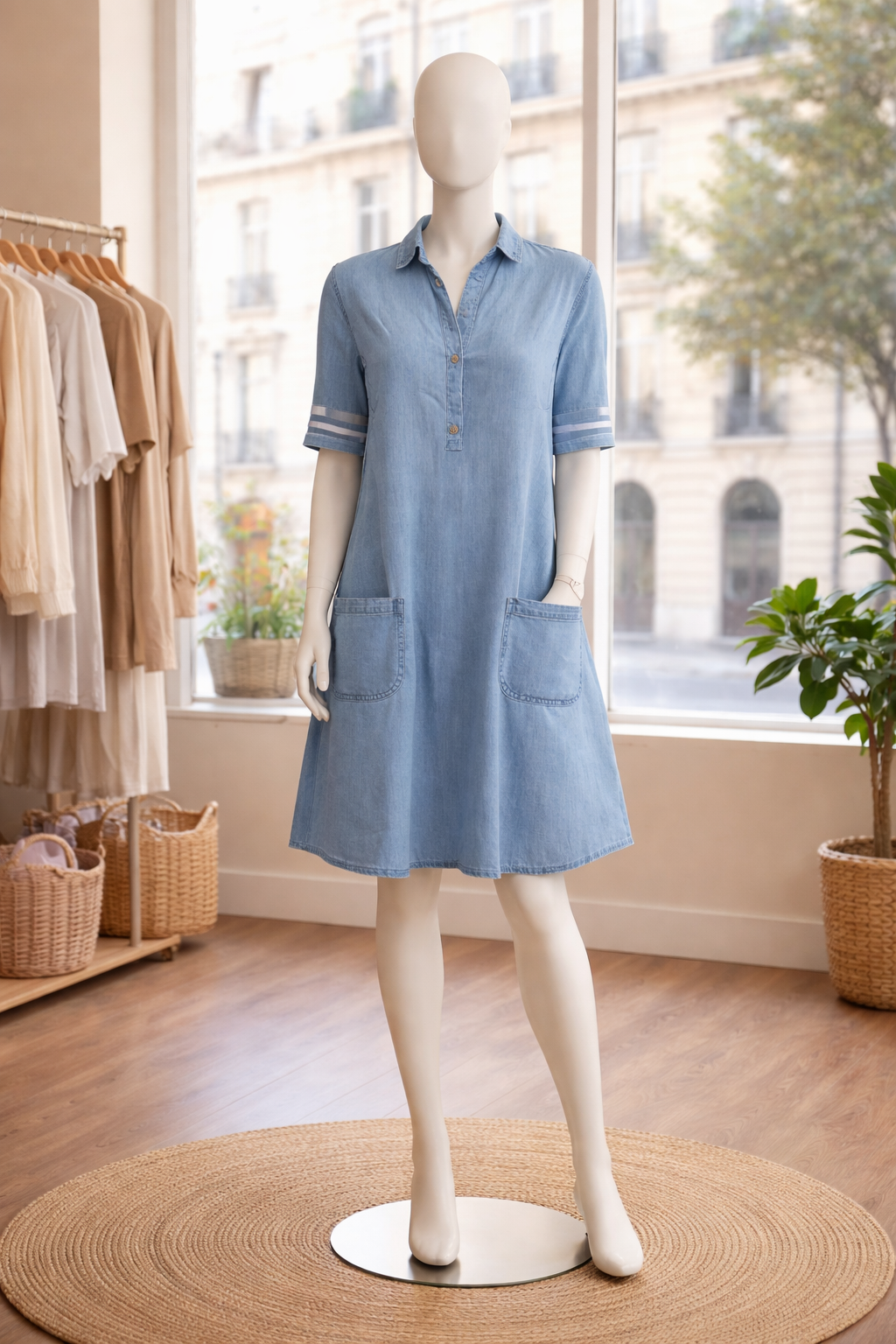 BRETAGNE™ – Relaxed Denim Shirt Dress