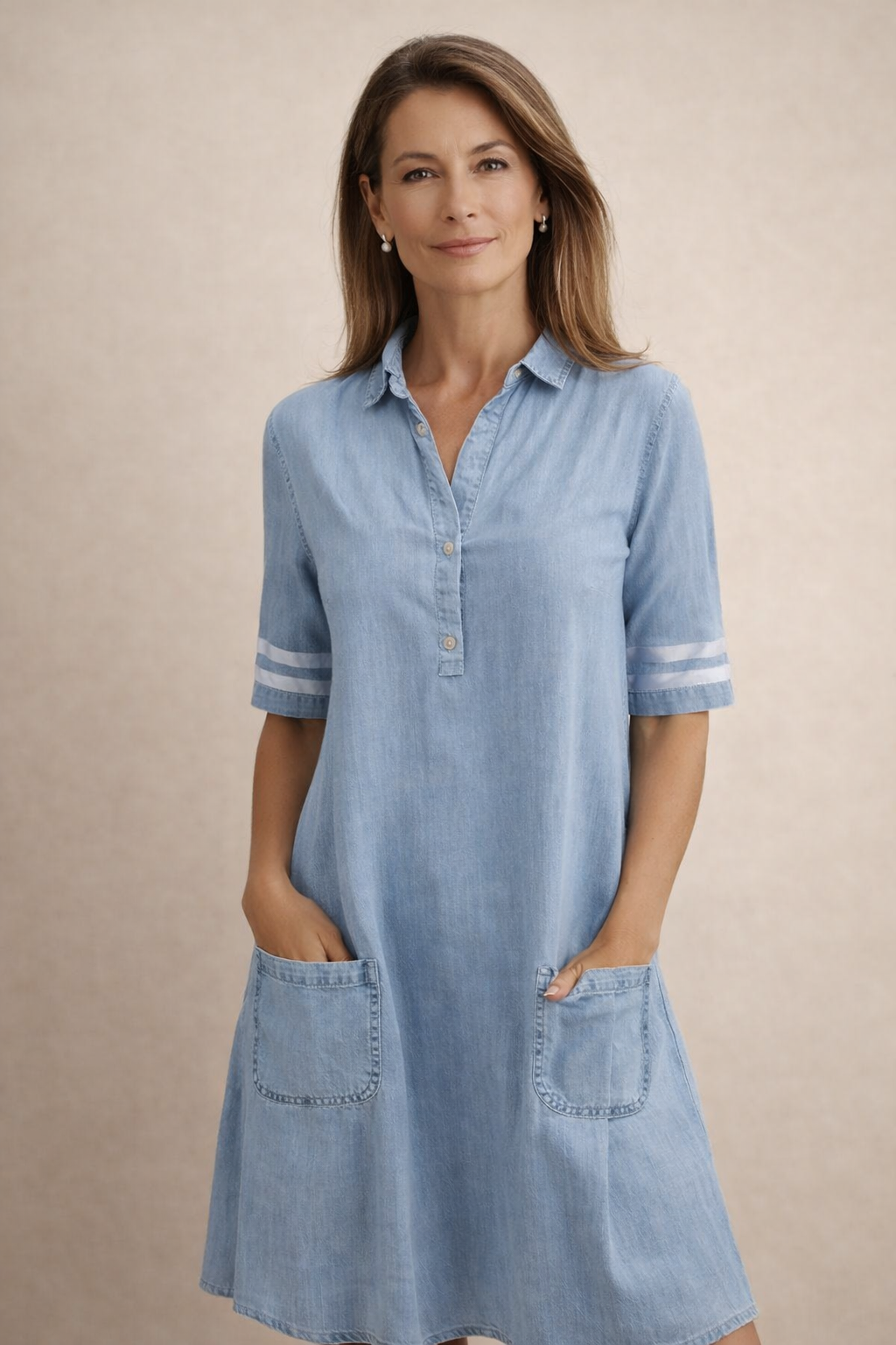 BRETAGNE™ – Relaxed Denim Shirt Dress