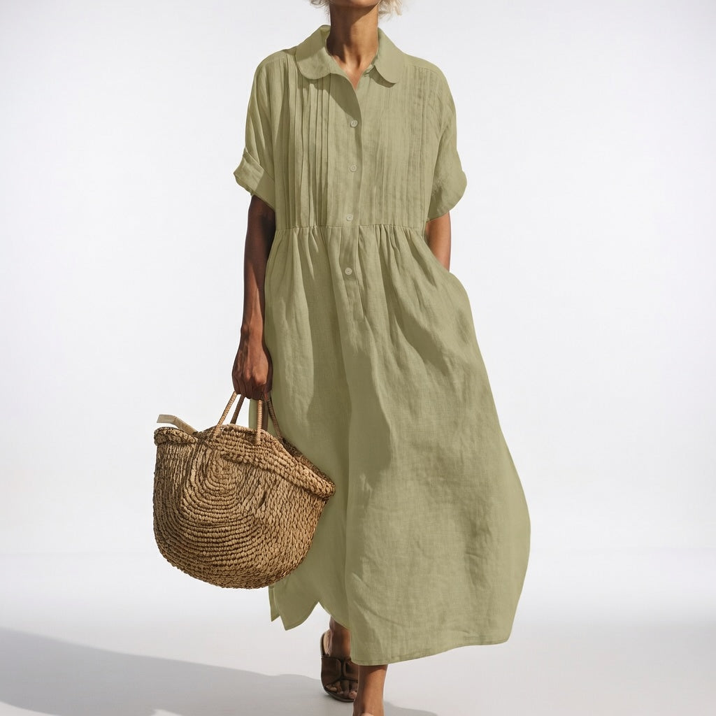 LYSANDRA™ – Flowing Cotton Shirt Dress