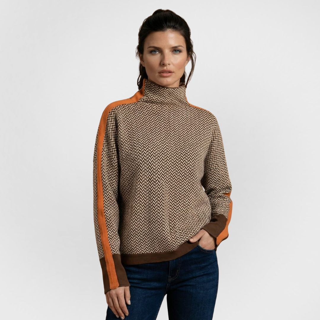ELORA™ – Jacquard Contrast Turtleneck
