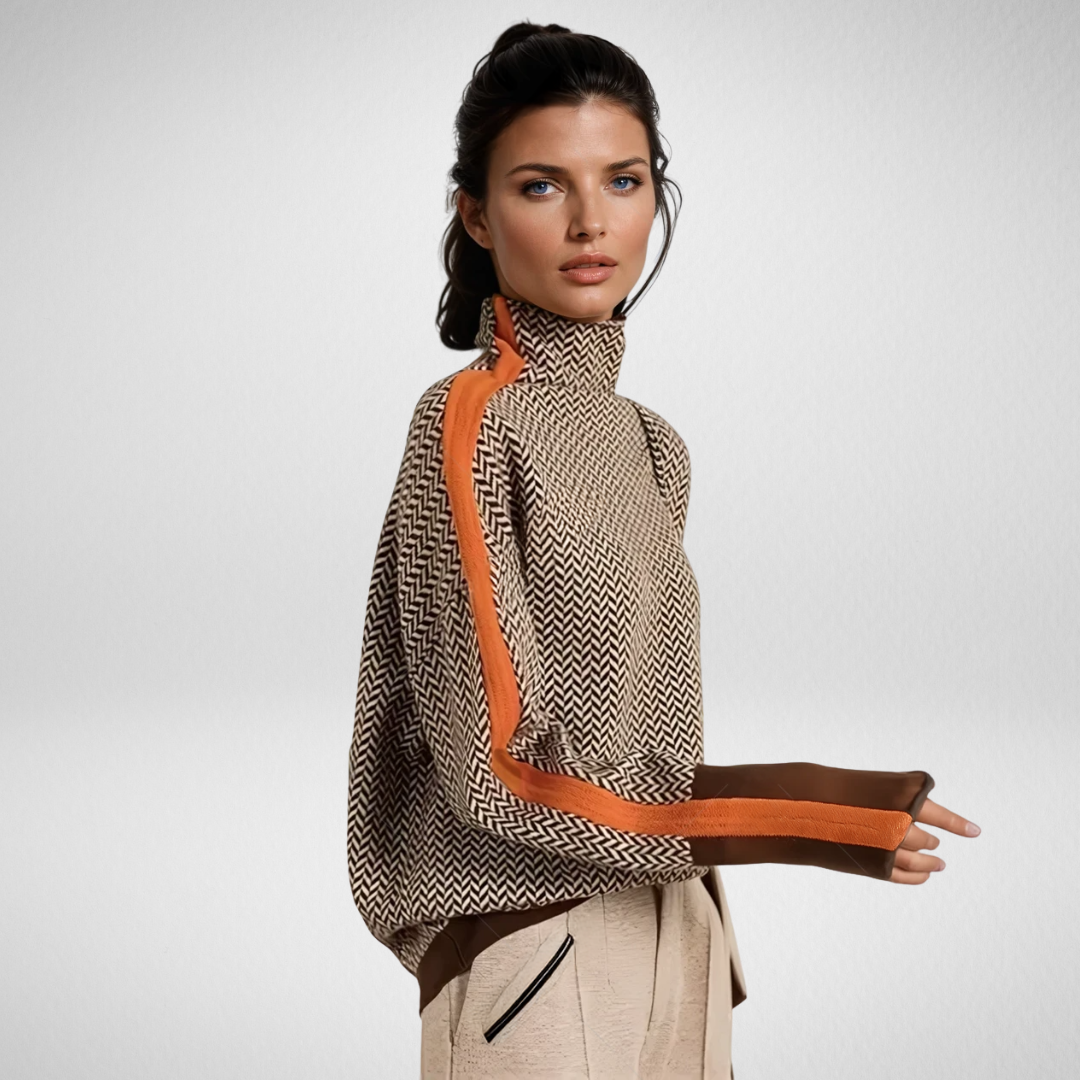ELORA™ – Jacquard Contrast Turtleneck