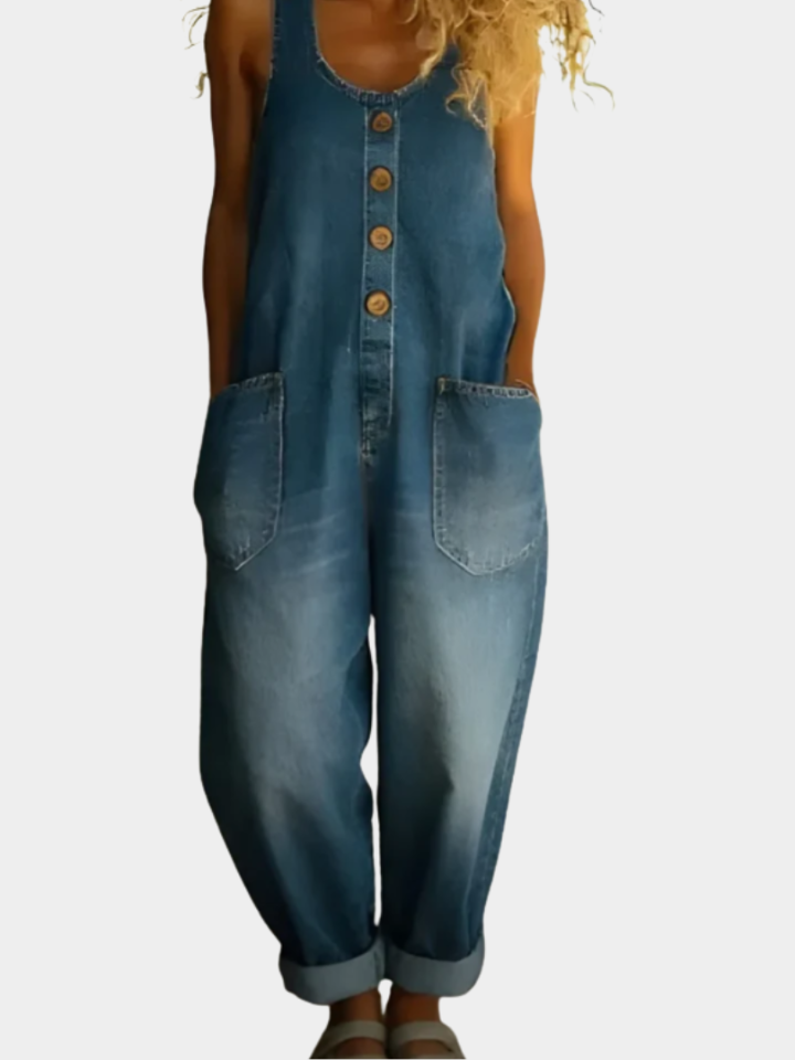 Margaret - Vintage Soft Cotton Denim-Look Overall