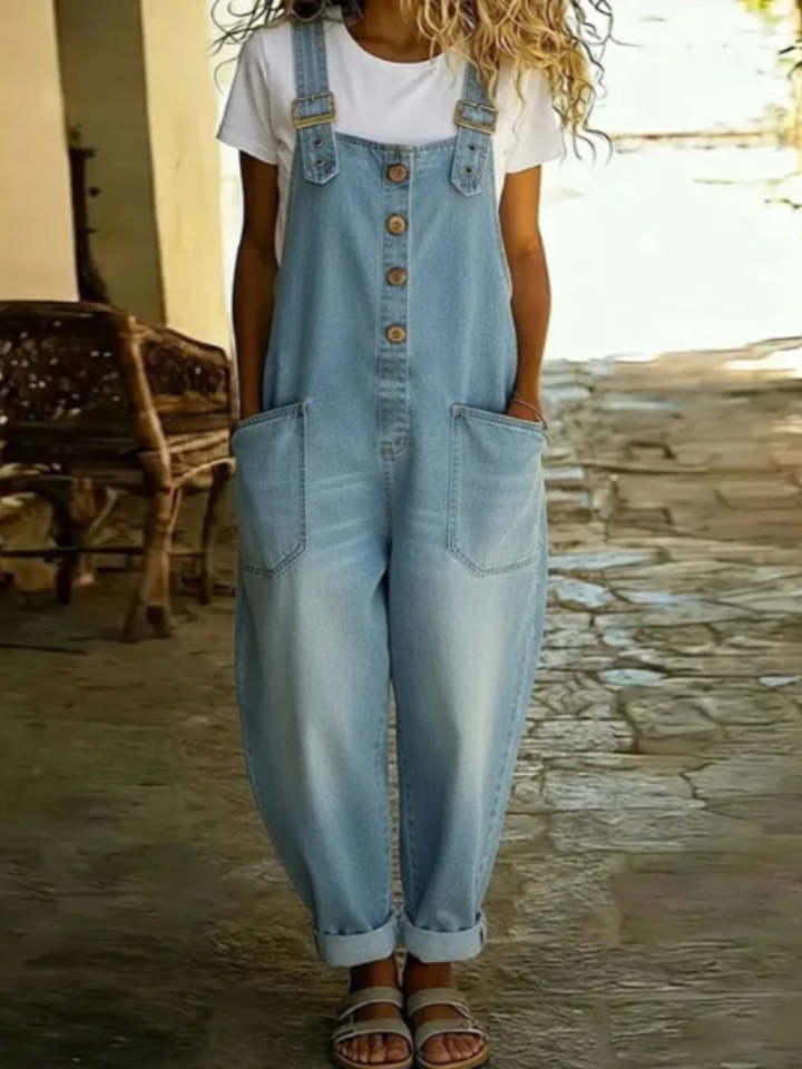Margaret - Vintage Soft Cotton Denim-Look Overall