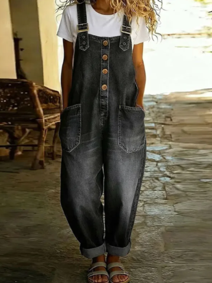 Margaret - Vintage Soft Cotton Denim-Look Overall