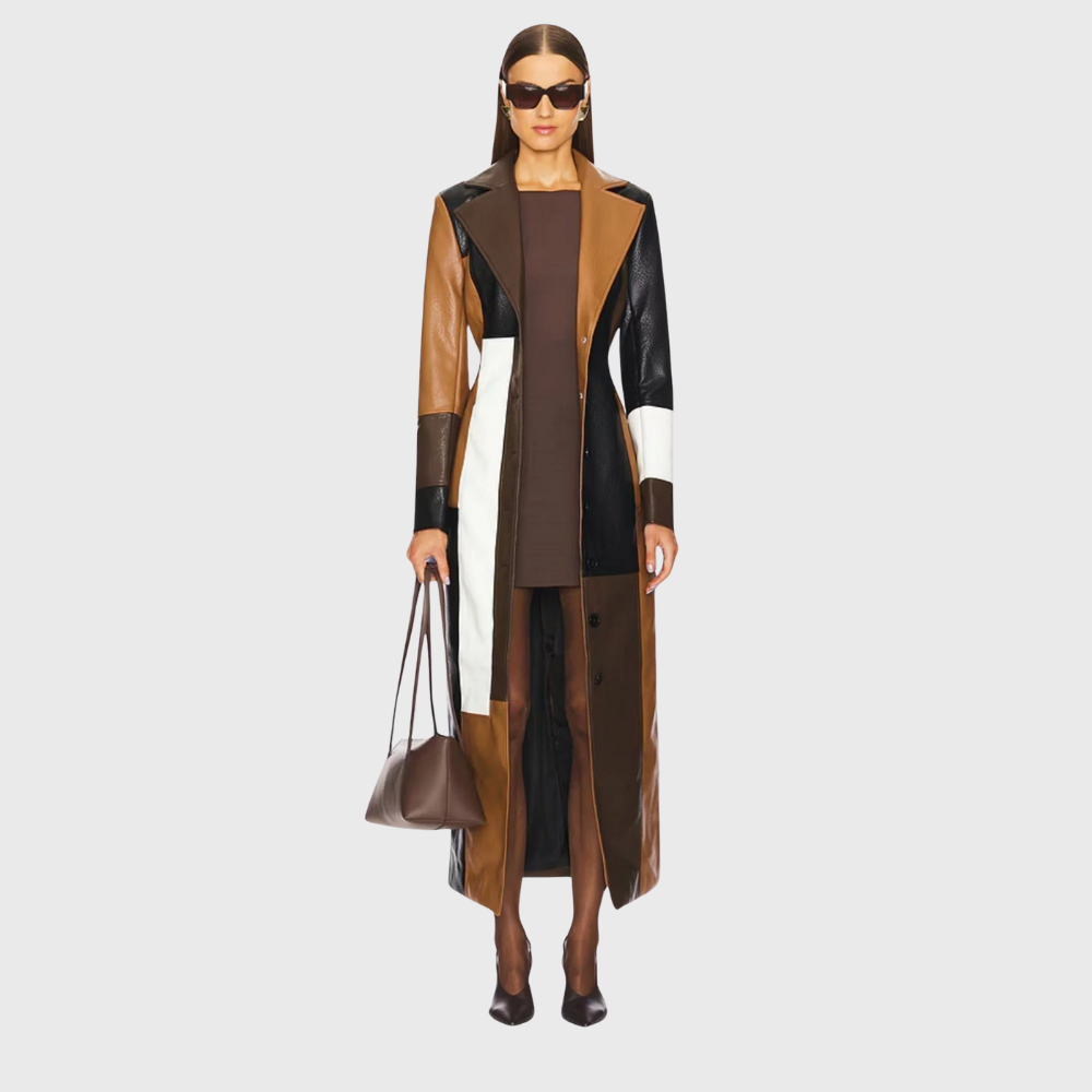 Elodie™ | Colorblock Notched-Lapel Longline Trench Coat
