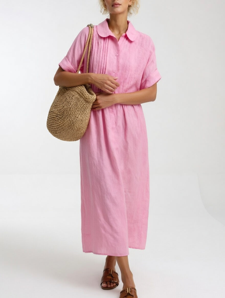 LYSANDRA™ – Flowing Cotton Shirt Dress