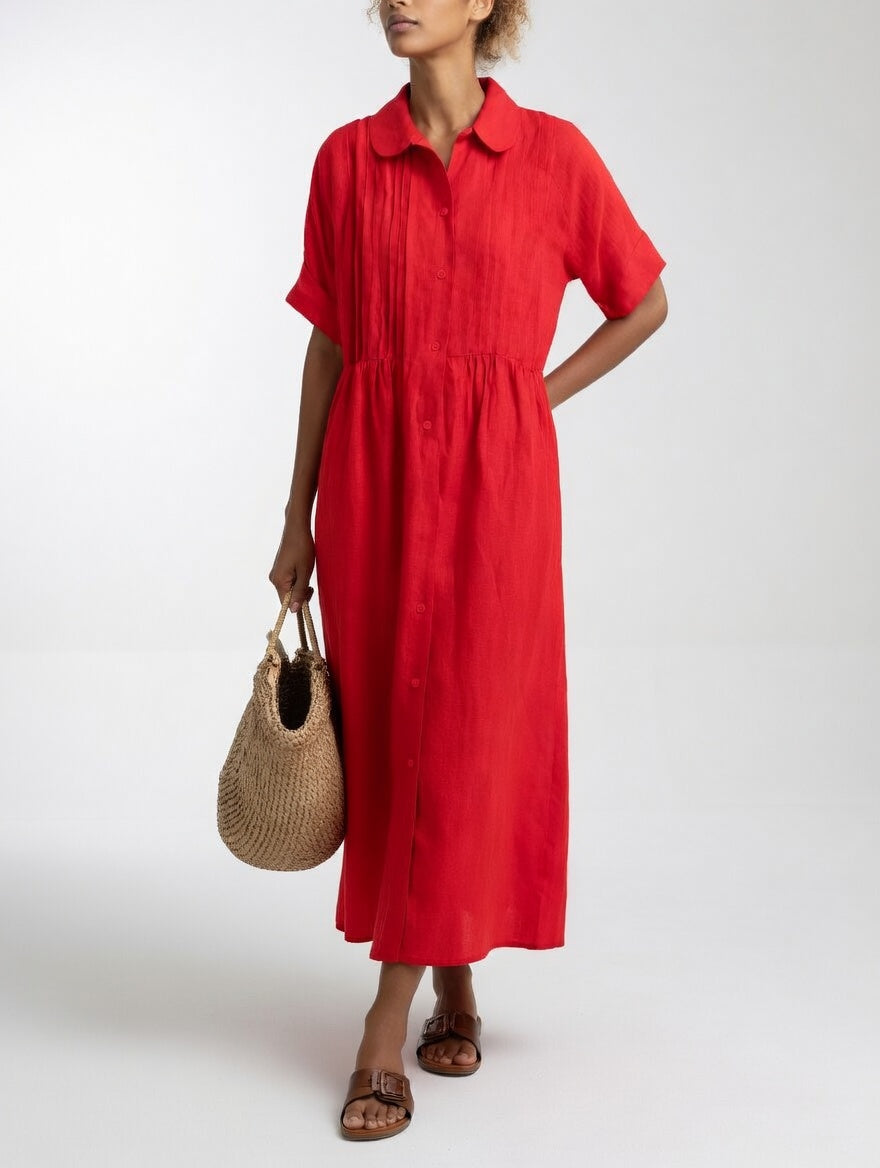 LYSANDRA™ – Flowing Cotton Shirt Dress