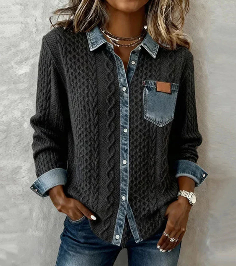 ARIANE™ – Elegant Cable Knit Button Top