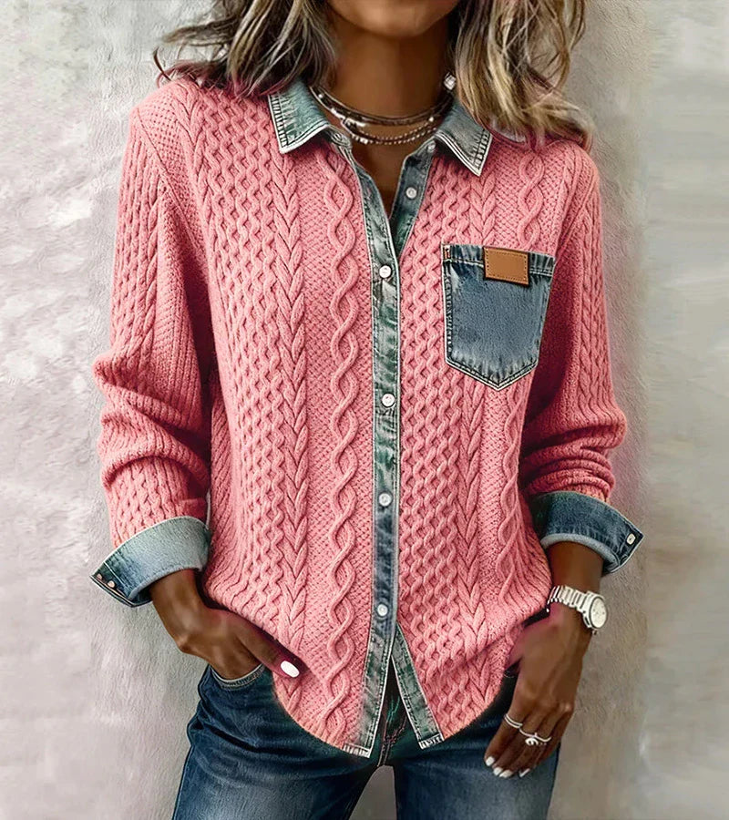 ARIANE™ – Elegant Cable Knit Button Top