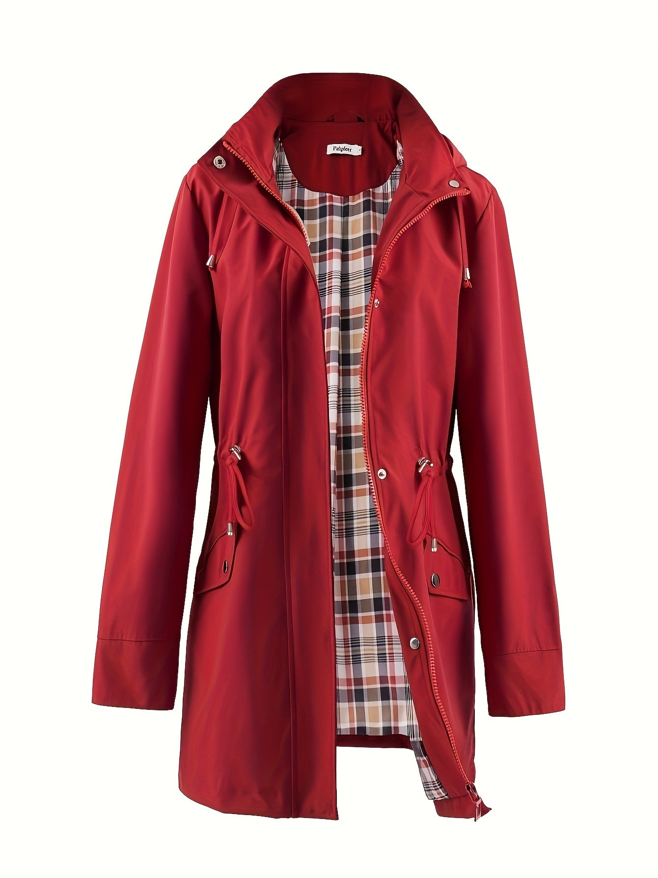 Veronica™ | Plaid Lined Drawstring Waist Hooded Parka Jacket