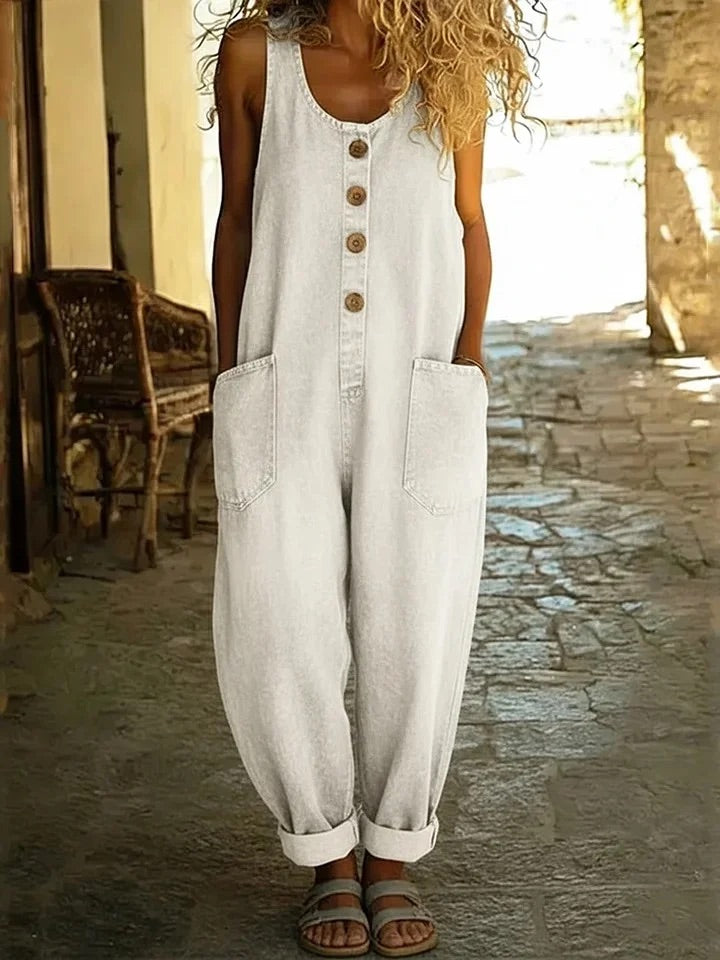 Margaret - Vintage Soft Cotton Denim-Look Overall