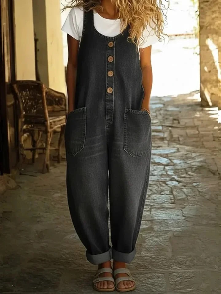 Margaret - Vintage Soft Cotton Denim-Look Overall